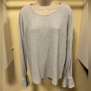 Lucky Brand Heather Gray Ribbed Crewneck Sweater